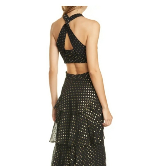 A.L.C. Lita Silk Metallic Dot Print Tiered Dress BNWT Size 4 - Picture 5 of 13
